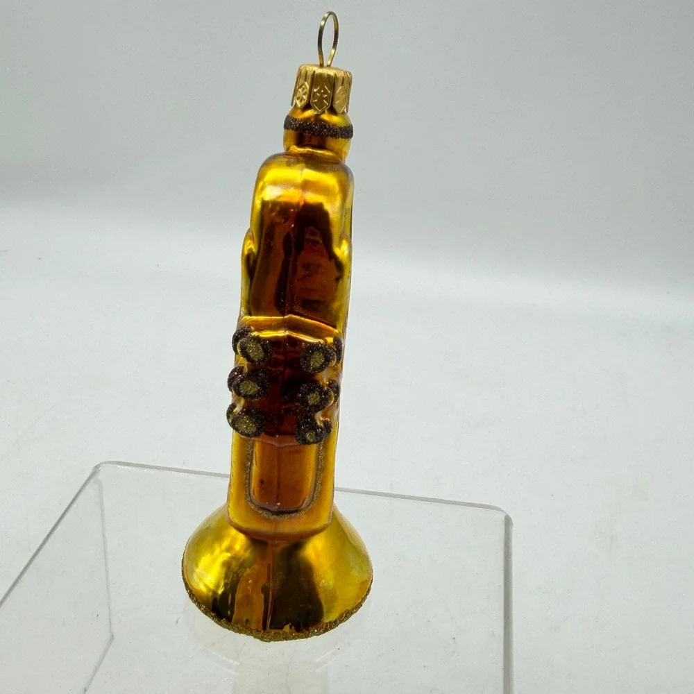 Trumpet glass Christmas tree Ornament Musical Instrument Glitter brass